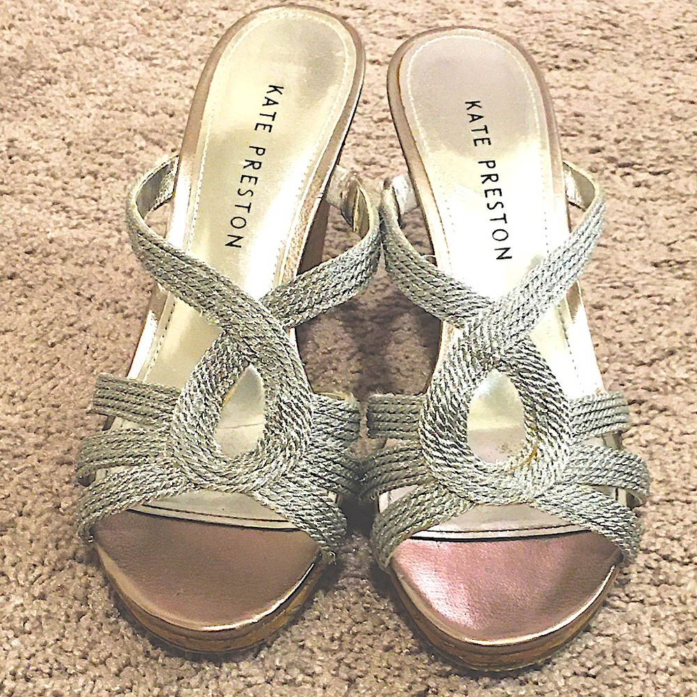 Kate Preston Metallic Silver Wedges